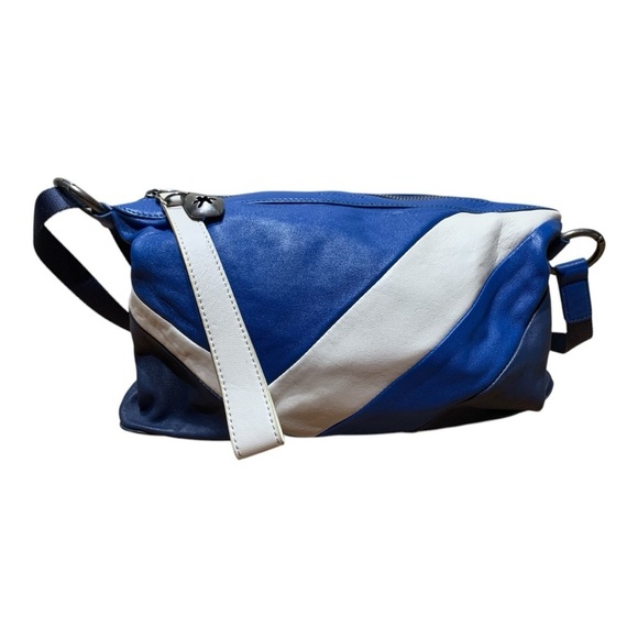 Splendid Blue and White Leather Color Block Crossbody Bag - Picture 4 of 6